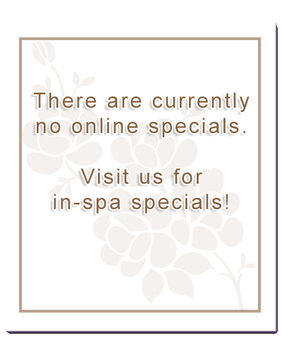 Sorry, there are currently no online specials. Please visit us for in-spa specials!